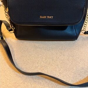 Ellen Tracy Black Crossbody Bag with Gold Accents